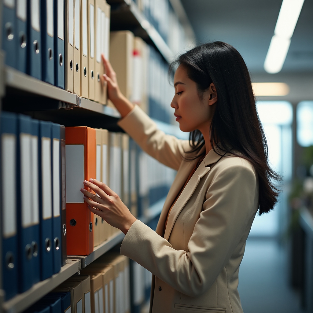 Rows of labelled binders and folders representing operational documentation systems